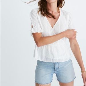 Madewell White Wrap Top
